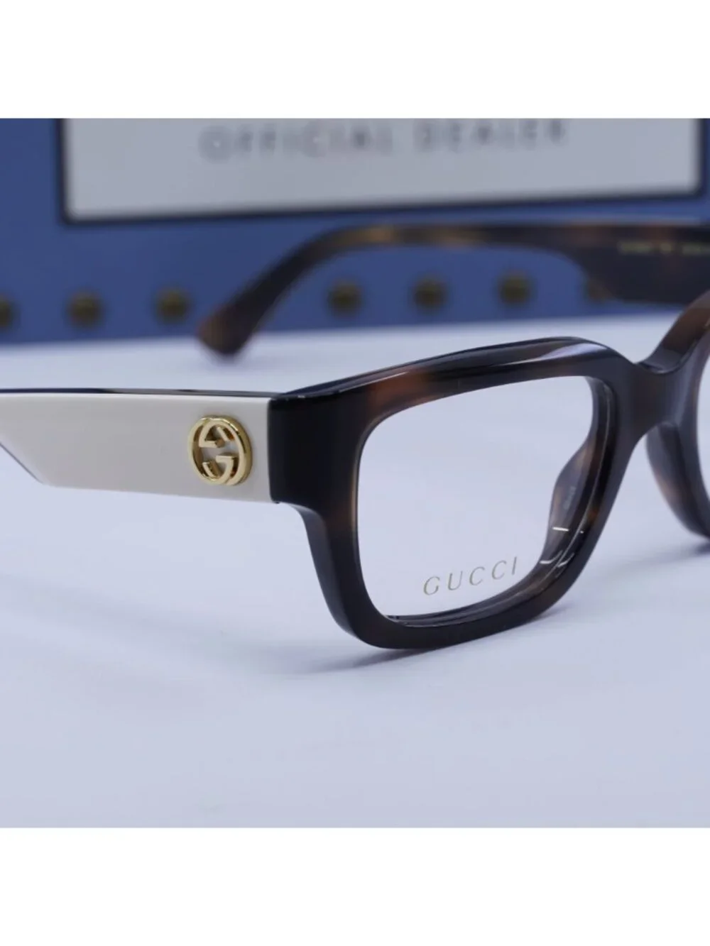 Gucci GG1666O 007 Square Eyeglasses 53mm - Havana with White